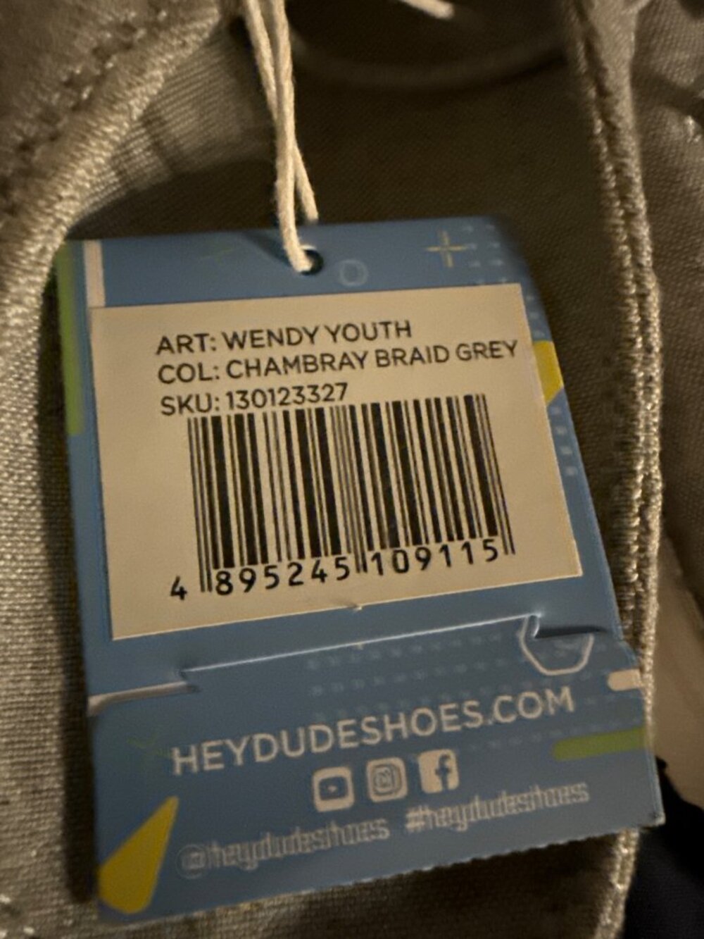 Hey Dude Girls Wendy Youth Slip on Sneaker Grey Size Y1-L2 New with Tag - Picture 4 of 4